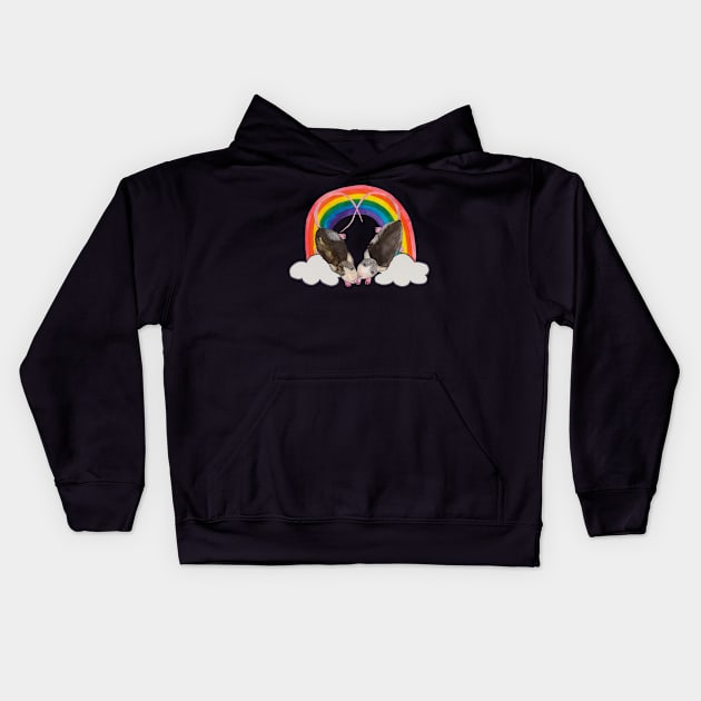 Two lovely rats with rainbow Kids Hoodie by deadblackpony